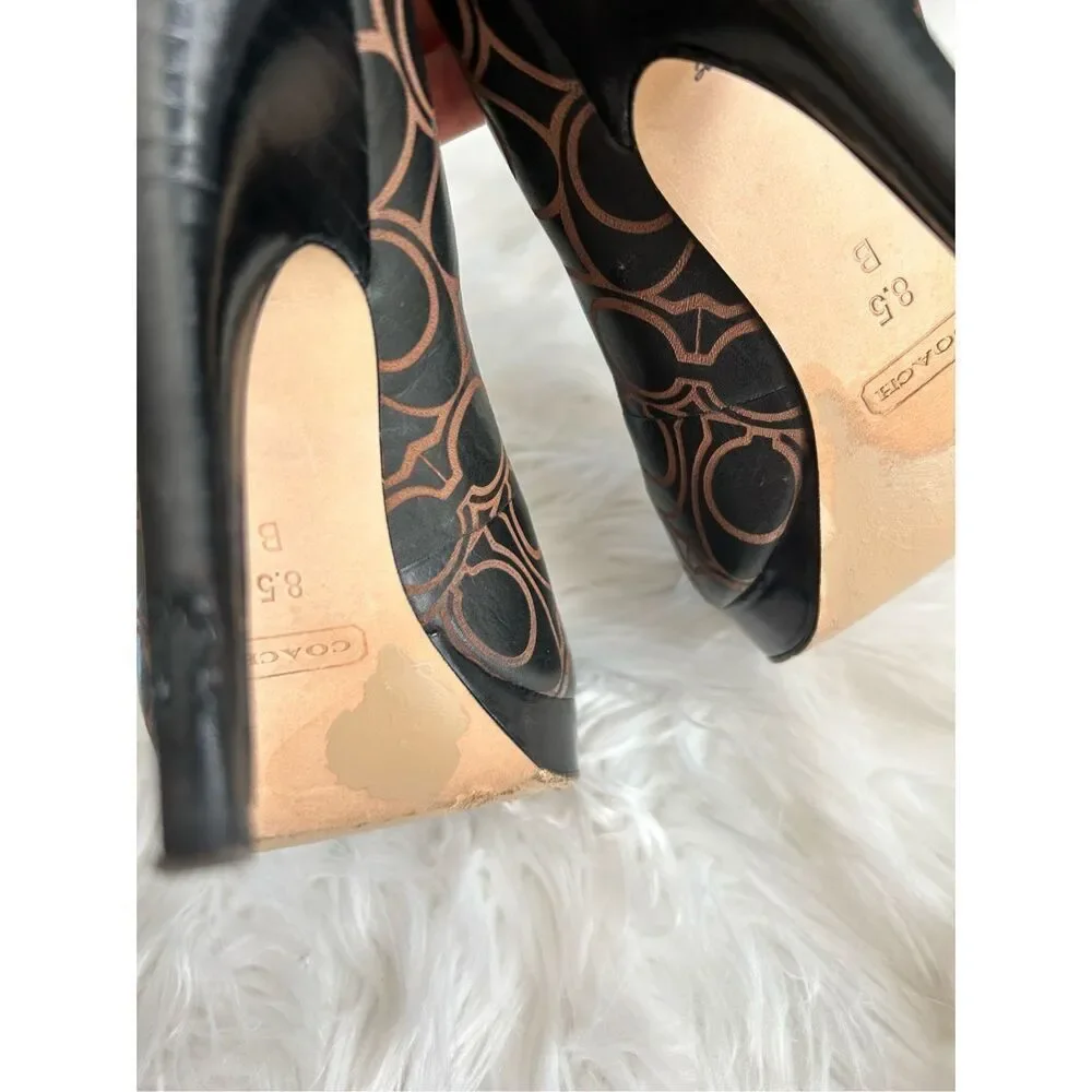 Coach Black Logo Platform Pumps 8.5 heels 4.5 heels